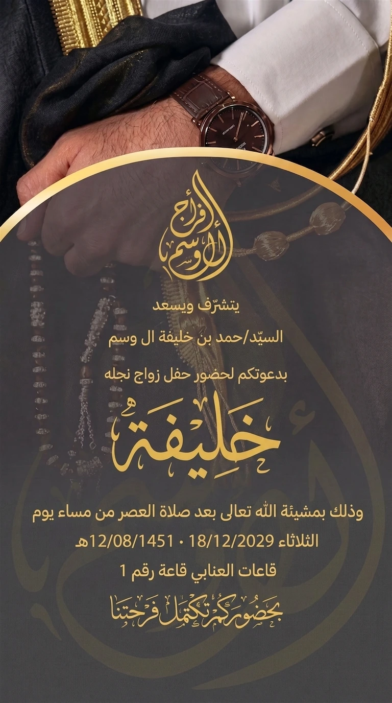 دعوة زفاف خليفة المكتملة من تطبيق وسم